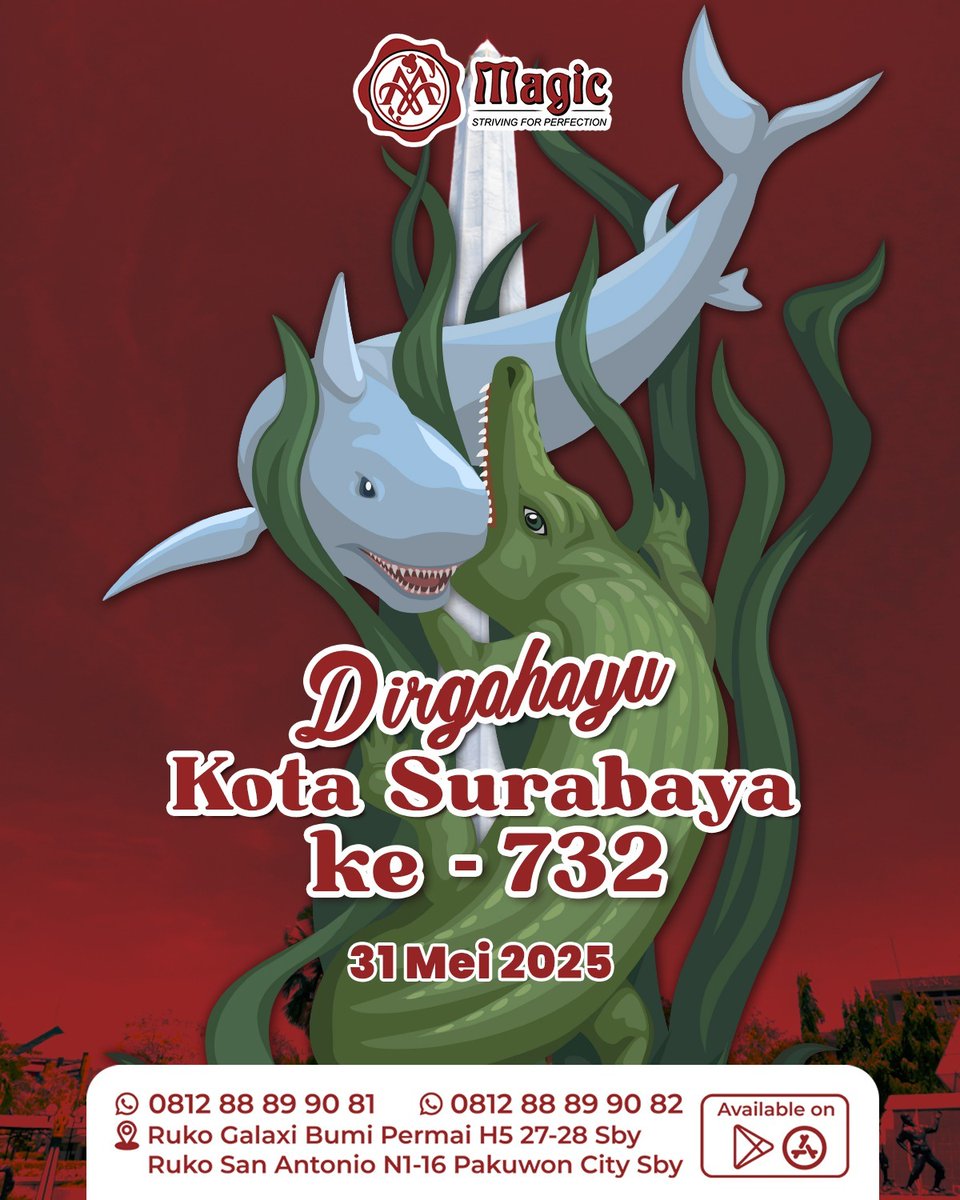 magiclaundry_id's tweet photo. ✨Dirgahayu Kota Surabaya ke-732✨
Mari rayakan perjuangan, keberagaman, dan semangat maju bersama membangun kota tercinta.
Semoga Surabaya terus tumbuh menjadi kota hebat, nyaman, membanggakan, dan penuh harapan.
#Surabaya732 #MagicLaundry https://t.co/96aVG9Q5li