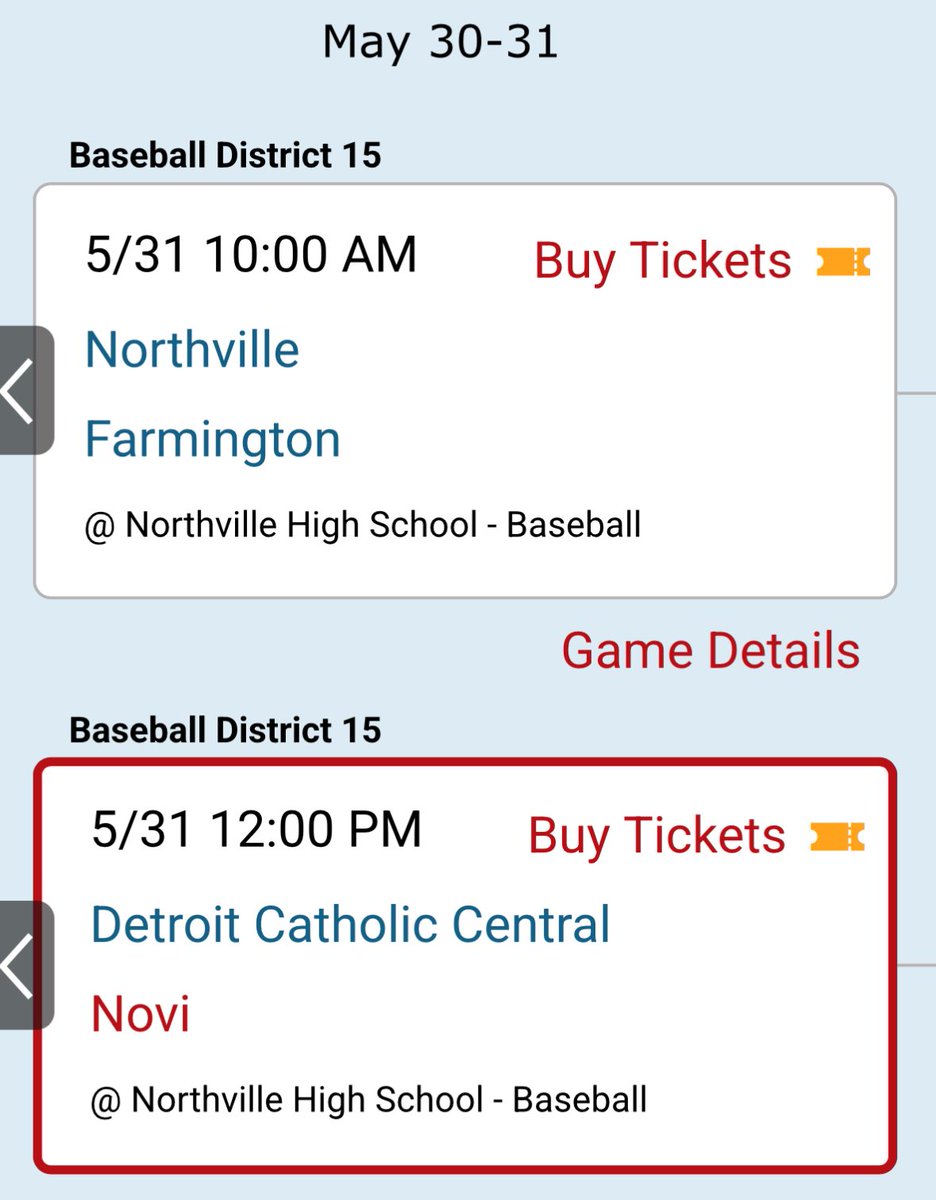 Novi Varsity starts the playoffs tomorrow at noon against Detroit Catholic Central at Northville. The winners will play the winner of the 10am game in the championship.

The last two D1 state champions have come out of this district (2023 Novi &amp; 2024 Northville). Go Wildcats! ⚾️