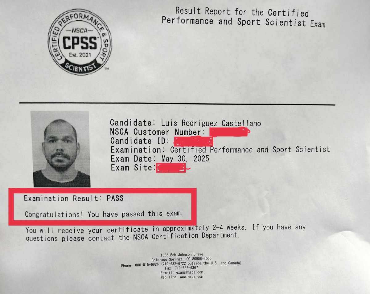 JayuLuis's tweet photo. Happy to have passed the @NSCA CPSS!!! https://t.co/vr6DWGIplo