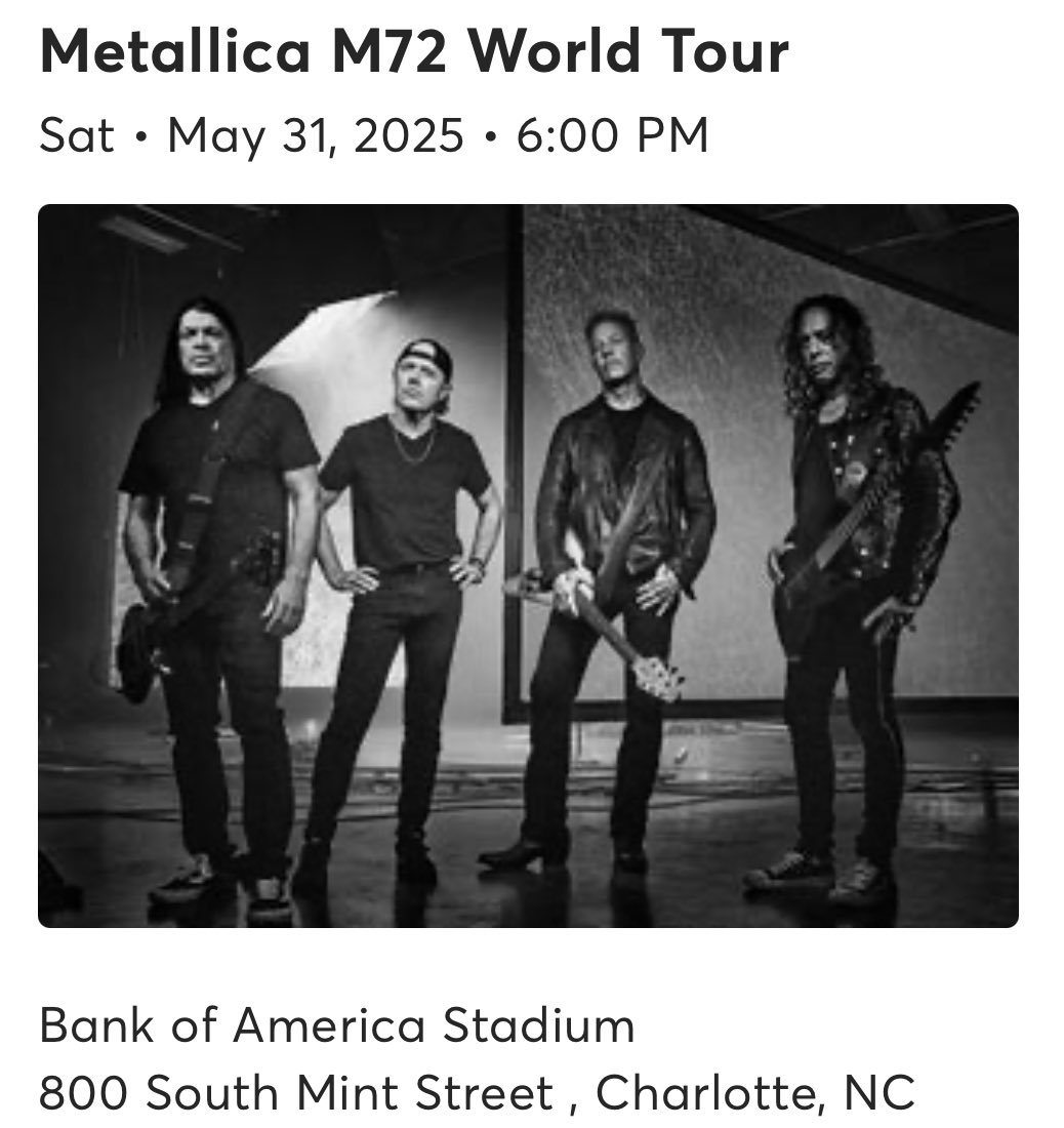 bestarticle's tweet photo. #Charlotte #NC #BankofAmericaStadium #Metallica https://t.co/By7iMbOue5