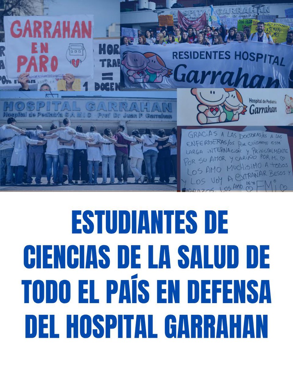 lacampora_univ's tweet image. UNIVERSITARIOS DE CIENCIAS DE LA SALUD EN DEFENSA DEL HOSPITAL GARRAHAN ❤️ 🗣️
Estudiantes de las universidades de todo el país adherimos y nos manifestamos en defensa del hospital Garrahan y en contra de las políticas de ajuste de Javier Milei.