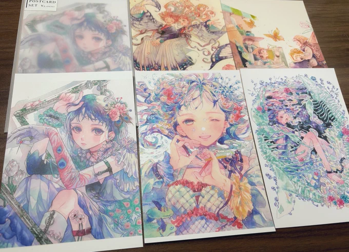 #COMITIA152 新作ポストカードセット マットな仕上がりで、印刷もとっても綺麗です 画集描き下ろし作品4枚+既作品をセットにしました