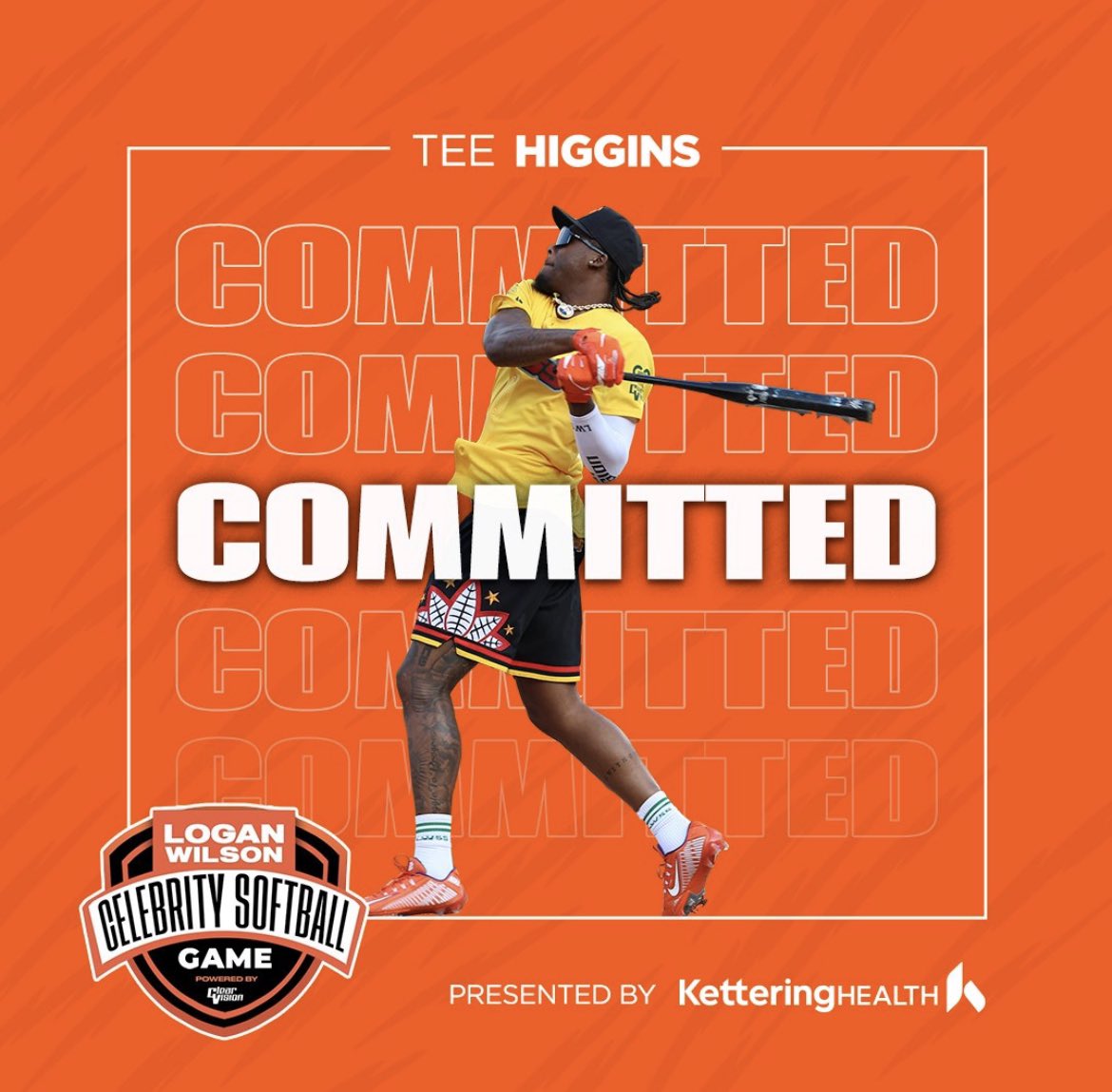 New commit just dropped 👀 

Tee Higgins is officially added to the Logan Wilson Celebrity Softball Roster! 🐯🥎

Get your tickets ➡️ loganwilsonsoftball.com