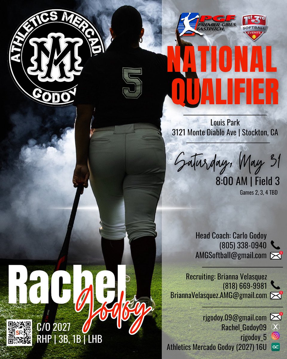 Rachel Godoy (@rachel_godoy09) on Twitter photo It starts tomorrow for <a href="/amgodoysoftball/">Athletics Mercado Godoy</a>
First stop 📍Stockton, CA. <a href="/PGFnetwork/">PGF</a> qualifier.
<a href="/coachcj317/">Coach CJ</a> <a href="/coachbri_amg/">Brianna Velasquez🥎</a> <a href="/NCSA_Softball/">NCSA Softball</a> <a href="/D1Softball/">D1Softball</a> <a href="/d2softball/">d2softball</a> <a href="/D3Softball/">D3Softball</a> <a href="/PrepSoftball/">Prep Softball 🥎</a> <a href="/SoftballRecruit/">Softball Recruit 🥎</a> <a href="/SBRRetweets/">Softball Recruiting Reposts</a> <a href="/EliteSoftballR1/">EliteSoftballReport</a> <a href="/EliteRecruits_/">Elite Recruits</a> <a href="/CoastRecruits/">Coast 2 Coast Recruits</a> <a href="/CoastRecruitsSB/">Coast Recruits 🥎</a> It starts tomorrow for <a href="/amgodoysoftball/">Athletics Mercado Godoy</a>
First stop 📍Stockton, CA. <a href="/PGFnetwork/">PGF</a> qualifier.
<a href="/coachcj317/">Coach CJ</a> <a href="/coachbri_amg/">Brianna Velasquez🥎</a> <a href="/NCSA_Softball/">NCSA Softball</a> <a href="/D1Softball/">D1Softball</a> <a href="/d2softball/">d2softball</a> <a href="/D3Softball/">D3Softball</a> <a href="/PrepSoftball/">Prep Softball 🥎</a> <a href="/SoftballRecruit/">Softball Recruit 🥎</a> <a href="/SBRRetweets/">Softball Recruiting Reposts</a> <a href="/EliteSoftballR1/">EliteSoftballReport</a> <a href="/EliteRecruits_/">Elite Recruits</a> <a href="/CoastRecruits/">Coast 2 Coast Recruits</a> <a href="/CoastRecruitsSB/">Coast Recruits 🥎</a>