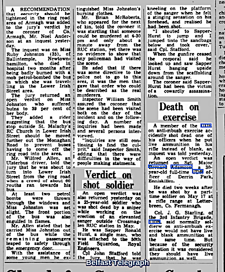 Hannyhas's tweet photo. #Remembered 31/5/1972, UDR Bernard Adamson, 30, married father of 4 from Yorkshire, living Derrin Rd, Enniskillen, Firearms Instructor fatally shot 17/5/72, during training exercise, Letterbreen, Fermanagh. Died #OTD. Interred local &amp; service in RC Chapel. https://t.co/rnFruBAnpj https://t.co/LCGGyEdBt5