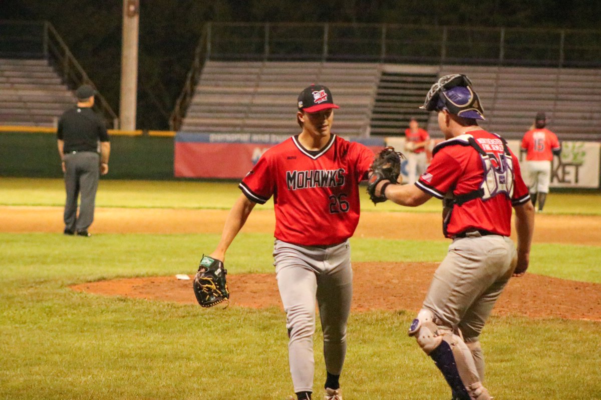 WORTH THE WAIT

Sam Falace, a member of the Mohawks in 2022, 2023 and 2024, but on the injured list every summer FINALLY makes his debut and after entering with the bases loaded gets 2 strikeouts and a fly out to end the inning!

End 8: AM 6 MV 1