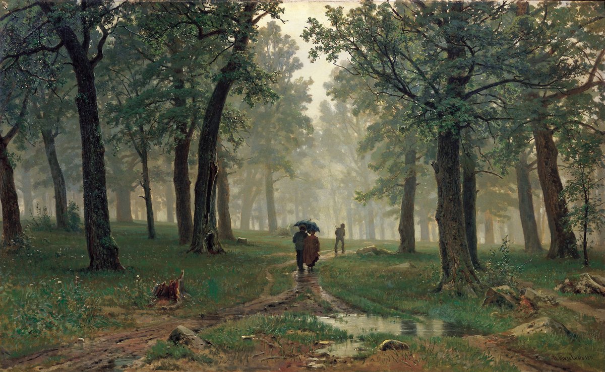 Ivan Shishkin (1831-1898), Rain in an oak forest (Lluvia en un bosque de robles), 1891, Óleo sobre lienzo