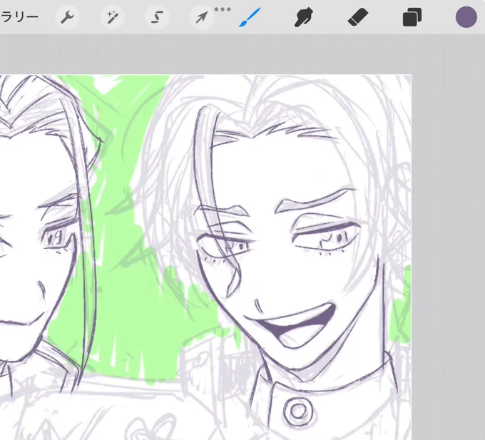 ラフ為士いい具合に描けてる(ここまでやるならもうこれが線画で良いだろ!!!)(ごめんね!!!kiss!!!) 