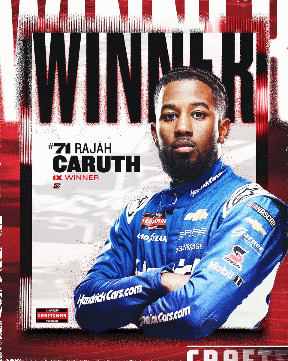 NASCAR CRAFTSMAN Trucks (@nascar_trucks) on Twitter photo He strikes the right chord in the Music City!
<a href="/rajahcaruth_/">Rajah Kirby Caruth</a> wins at <a href="/NashvilleSuperS/">Nashville Superspeedway</a>! He strikes the right chord in the Music City!
<a href="/rajahcaruth_/">Rajah Kirby Caruth</a> wins at <a href="/NashvilleSuperS/">Nashville Superspeedway</a>!