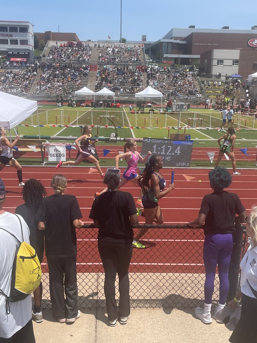 Day 1 of the State Track meet is done.  Congrats to our seniors—Zoe, Sierra, &amp; Maleah—and all our Mustangs who competed today!