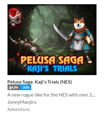 brizobst's tweet image. Digital version of Pelusa Saga: Kaji&apos;s Trials,

on sale for 50% off for two weeks!

jonnymanjiro.itch.io/pelusa-saga-ka…

#nes #indie #homebrew #rogue