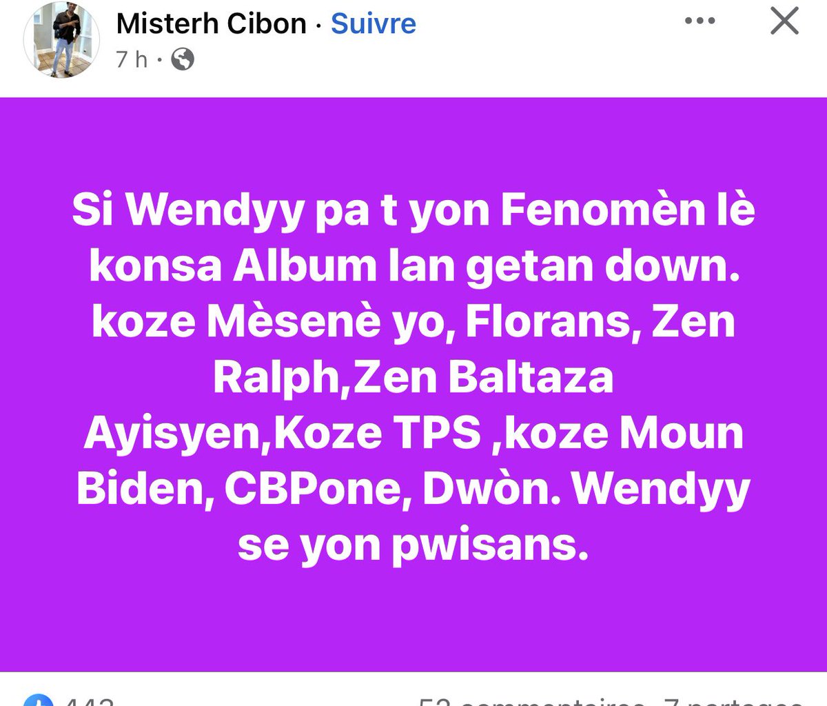 Men sam jwenn sou fb <a href="/PetersonBNoel/">Peterson Benjamin Noel</a> 

Gwo verite wi

A méditer………