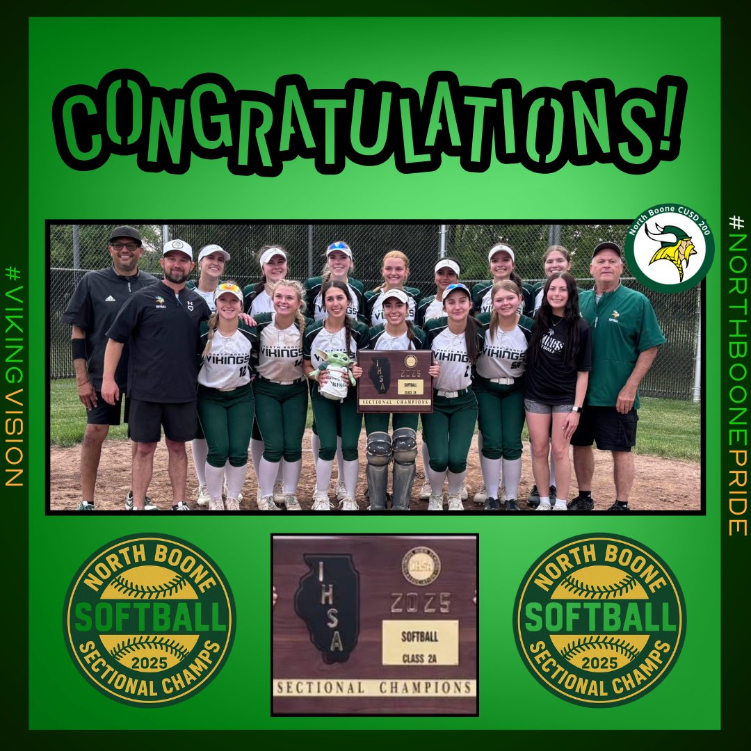 🎉 Congratulations to our Sectional Champion Viking Softball team! 🥎💪 Way to go, Vikings! Next stop: Super Sectionals on Monday afternoon! Let’s keep it rolling! #RoadToState #NorthBoonePride #VikingVison