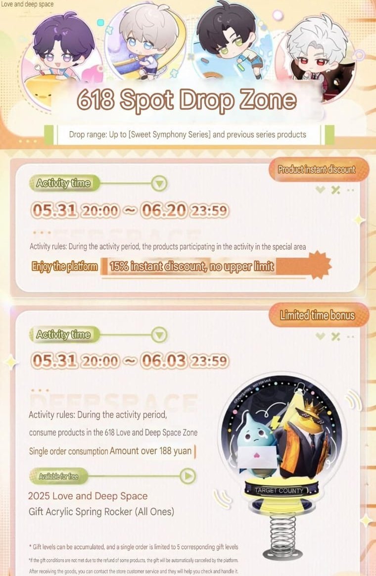 Miao_Shoppu's tweet photo. [Pre Order] LOVE AND DEEPSPACE (恋与深空)

📆Acrtivity Time = 31 Mei - 20 Juni 2025 (Presale Time)

🛍️Activity Time (Free Gift) = 31 Mei - 3 Juni
• Setiap pembelian 460.000 (188 Yuan) Free gift 1x Acrylic Spring Rocker

✅Harga bersih INA
❌Packing, Admin 🍊 https://t.co/2DTkPqyork