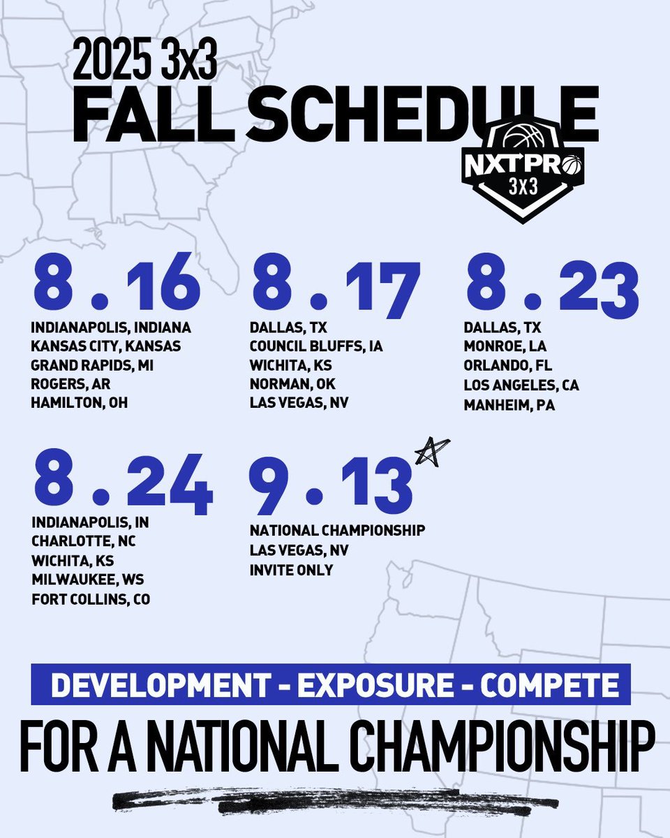 Gallagher_P7's tweet image. NXTPRO 3x3 is coming this Fall!
Pick a location and register your team now for a chance to compete for a National Championship
nxtprohoops.com/3x3-league/