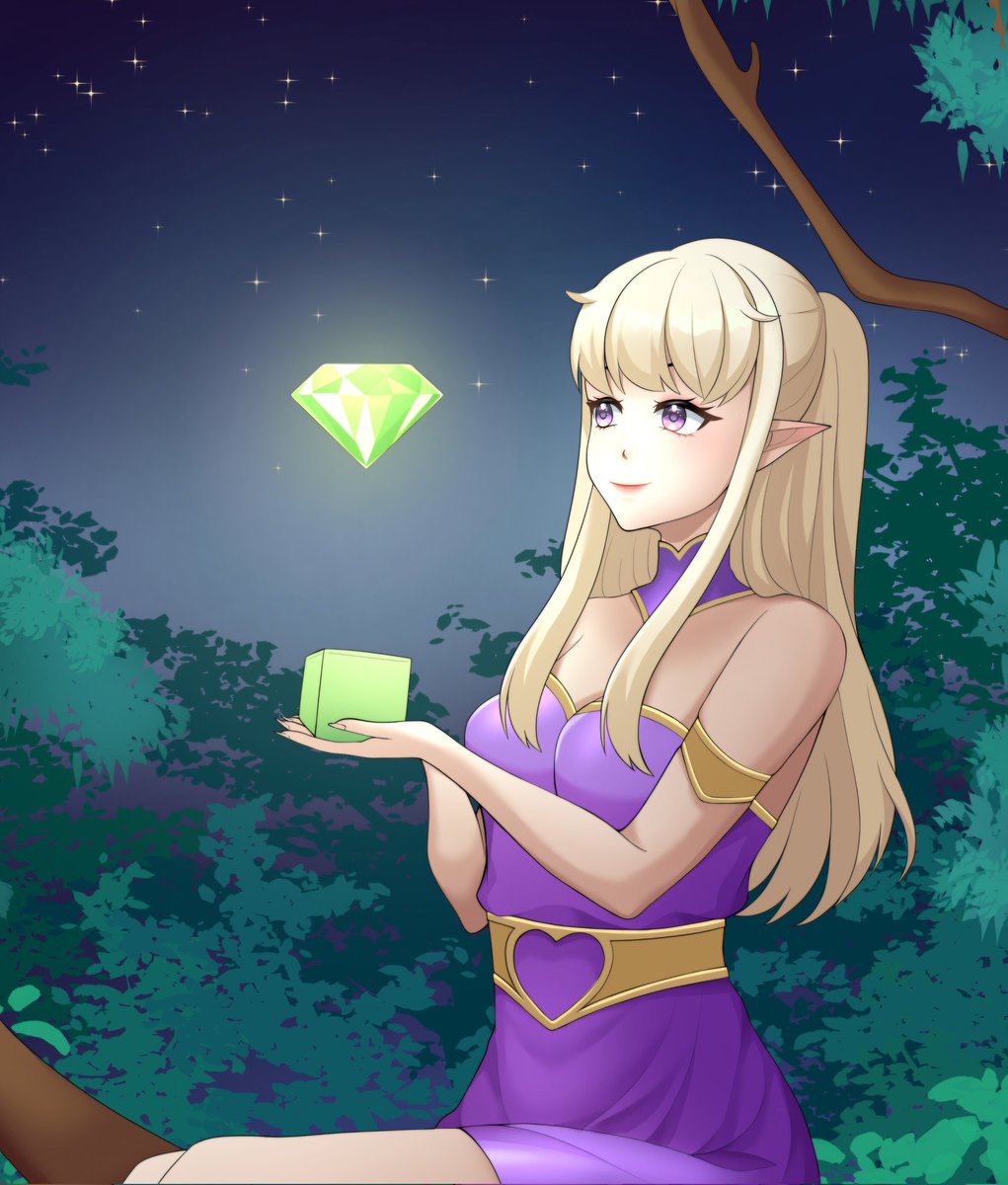 NawaProject_IDN's tweet photo. Well.... that's how it is I am the only elf who has a bright green emerald. It is the emerald that always accompanies me when I am lonely. https://t.co/bTuQ9pN9za