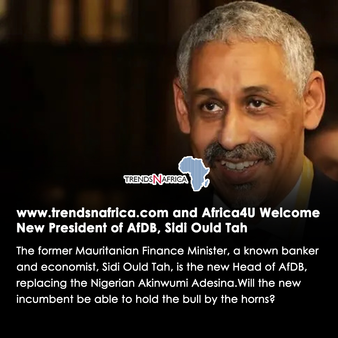 📢 Sidi Ould Tah is the new President of AfDB  The ex-Mauritanian Finance Minister takes over from Akinwumi Adesina during a crucial time for Africa’s economy. 📷 Full story: trendsnafrica.com/mauritanian-si…… #SidiOuldTah #AfDB #AfricaEconomy #LeadershipMatters #TrendsNAfrica #Africa4U