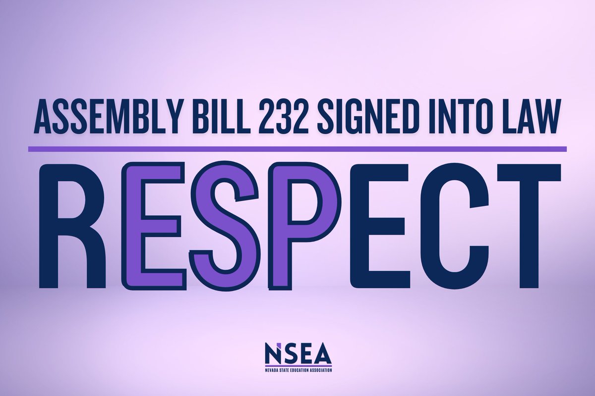 🚨BREAKING NEWS: We are thrilled to share that Assembly Bill 232 (PERS Equity) was officially signed into law by the Governor! 

This legislation was a top priority for NSEA and addresses a longstanding inequity affecting our education support professionals (ESPs). #NVLeg