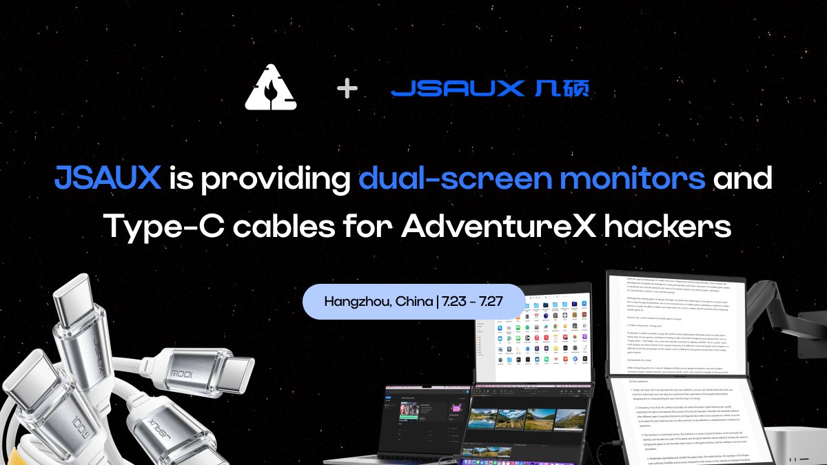 adventurex_plan's tweet image. 🎉 Exciting news! @jsauxofficial is at AdventureX, giving away free dual-screen monitors and Type-C cables. Stay tuned for more awesome perks!