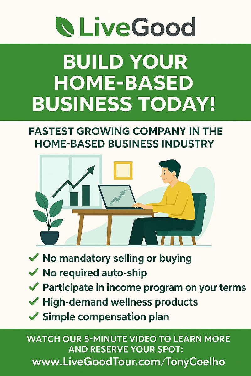 rysoph's tweet image. Want to start a business without selling or auto-ship? 💼
LiveGood is the fastest-growing home biz out there.

✅ Wellness products
✅ Real income potential
✅ No pressure

Watch this 5-min video 👇
🎥 LiveGoodTour.com/TonyCoelho

#LiveGood #HomeBusiness #SideHustle #WorkFromHome