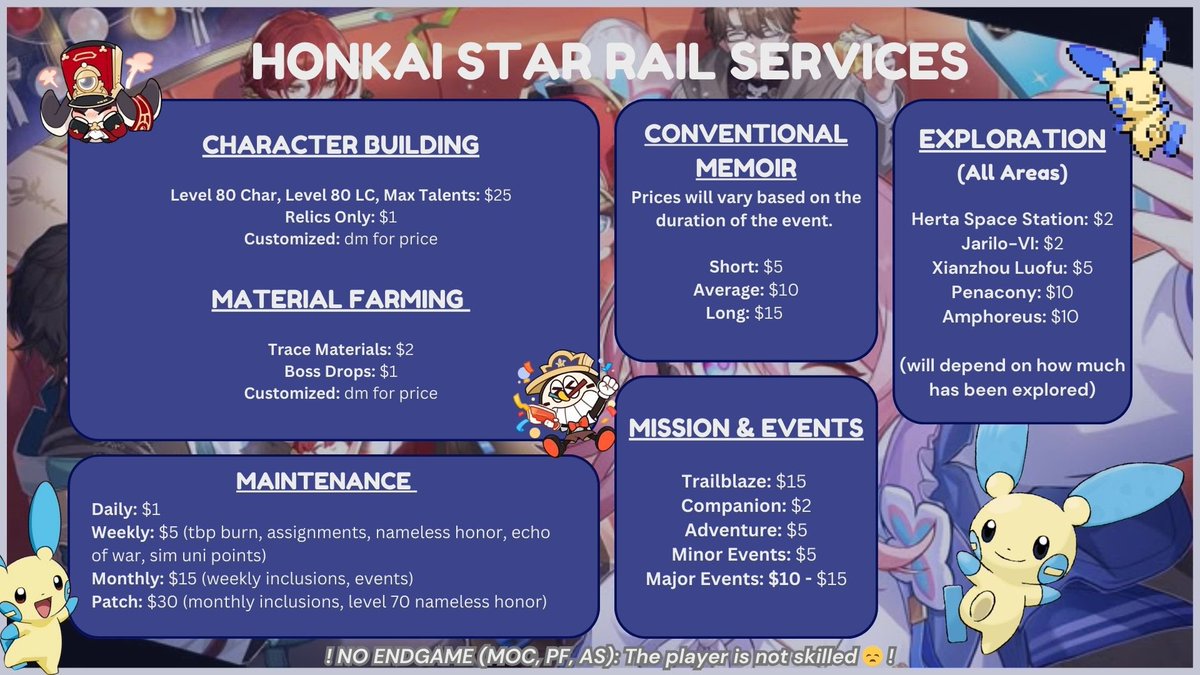 PikaPilots's tweet photo. pikapilots’ wuwa, hsr, &amp; genshin piloting services! ｡𖦹°‧

Don’t have time to play your favorite games? Worry not because Pika Pilots are here to help ⭑.ᐟ

‼️PLEASE READ TERMS AND CONDITIONS‼️

DM to avail.

#WutheringWaves #GenshinImpact #HonkaiStarRail https://t.co/CxY9Kn5Nzb