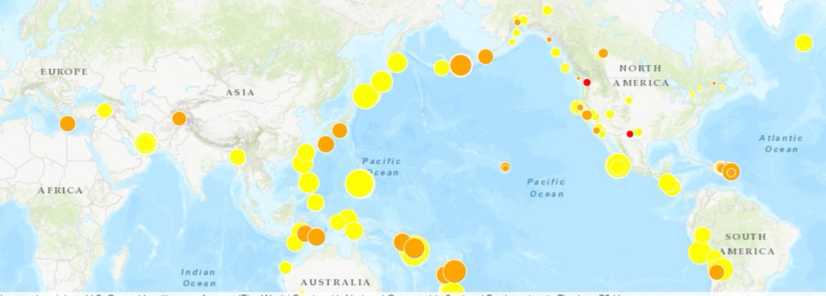 最近の地震
南太平洋多め