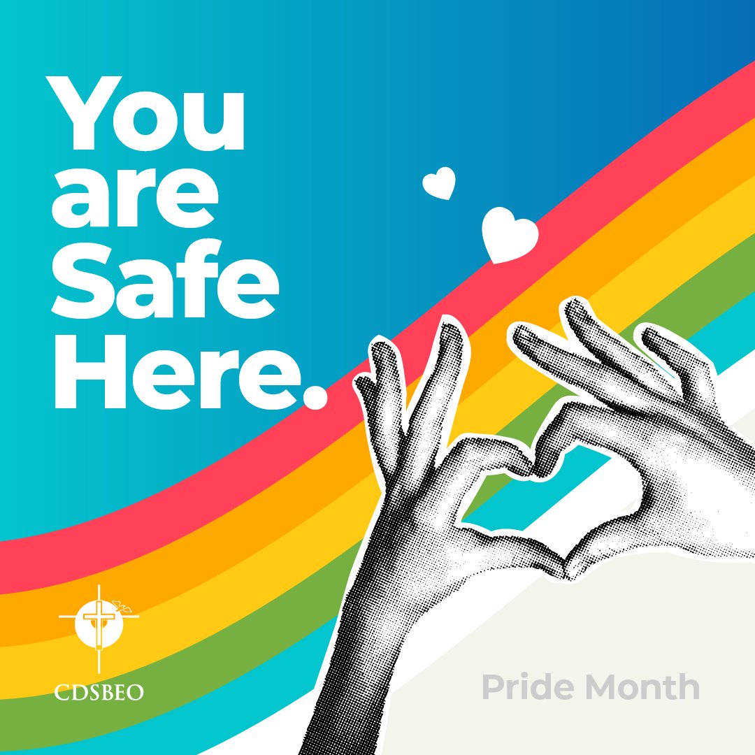 In June, we celebrate Pride Month! Everyone is God's child, made in God's image. May we all be reminded that everyone is an important part of our unique school communities! Together, we are God's Good News.
#IBelongHereCDSBEO #CDSBEOToNurture