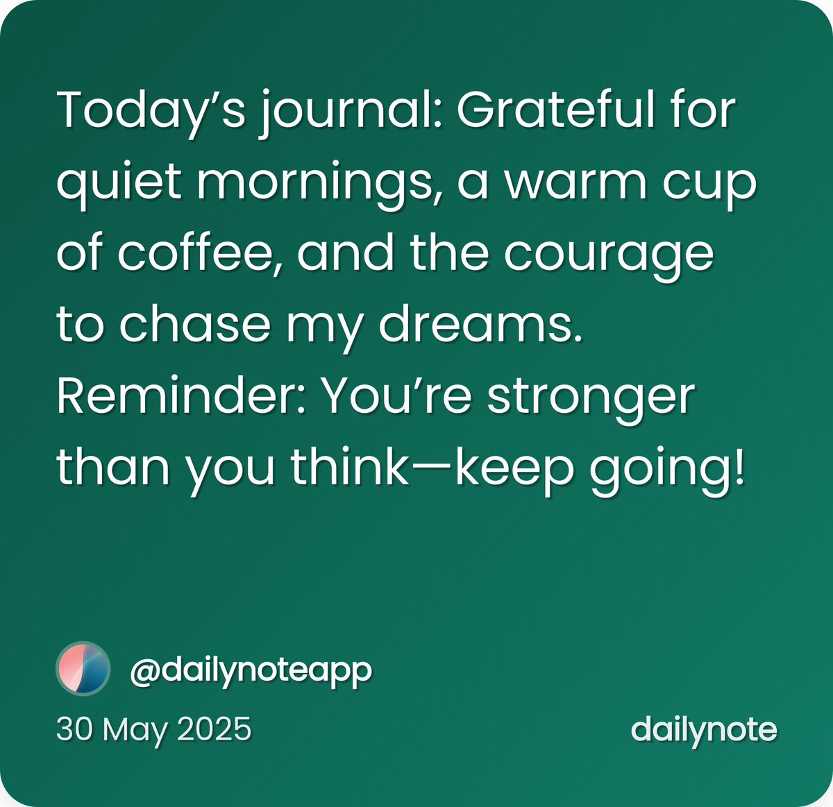 dailynoteapp's tweet image. What would your DailyNote share card say? Share below! 

 Join our iOS Beta to create yours: dailynote.app #DailyNote