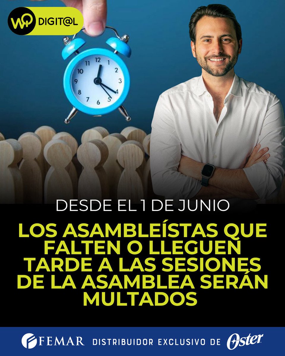 #atención | 🇪🇨 | El presidente de la Asamblea, Niels Olsen, ha dispuesto que desde el 1 de junio, los asambleístas que falten o lleguen tarde a las sesiones de la Asamblea serán multados con $158,63 y $55,52 dólares respectivamente.

¿Qué les parece esta nueva disposición para