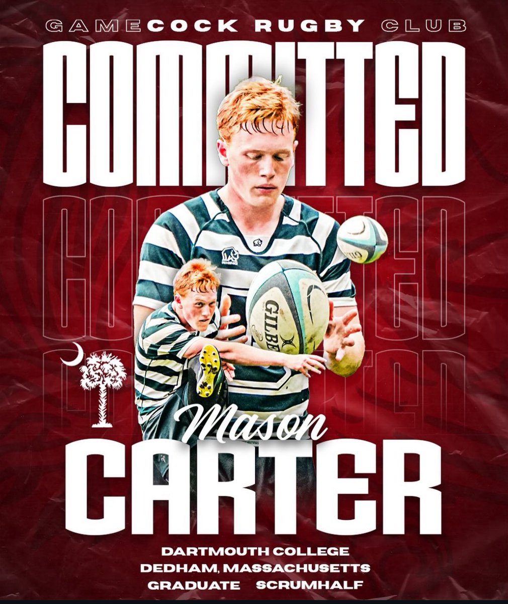 Mason Carter, a scrum half from Dedham, Massachusetts, has committed to the Gamecocks!

Mason is a graduate of and played for Dartmouth. He will enroll at our law school and join us on the field this Fall!

#committed | #punish