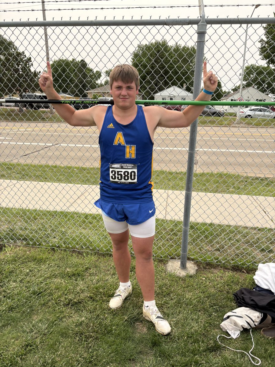Congrats to Tommy Walth for breaking the AHHS javelin record and placing 7th at state with a throw of 152’4”.  <a href="/AHHSCUBS/">Alcester-Hudson Athletics</a>