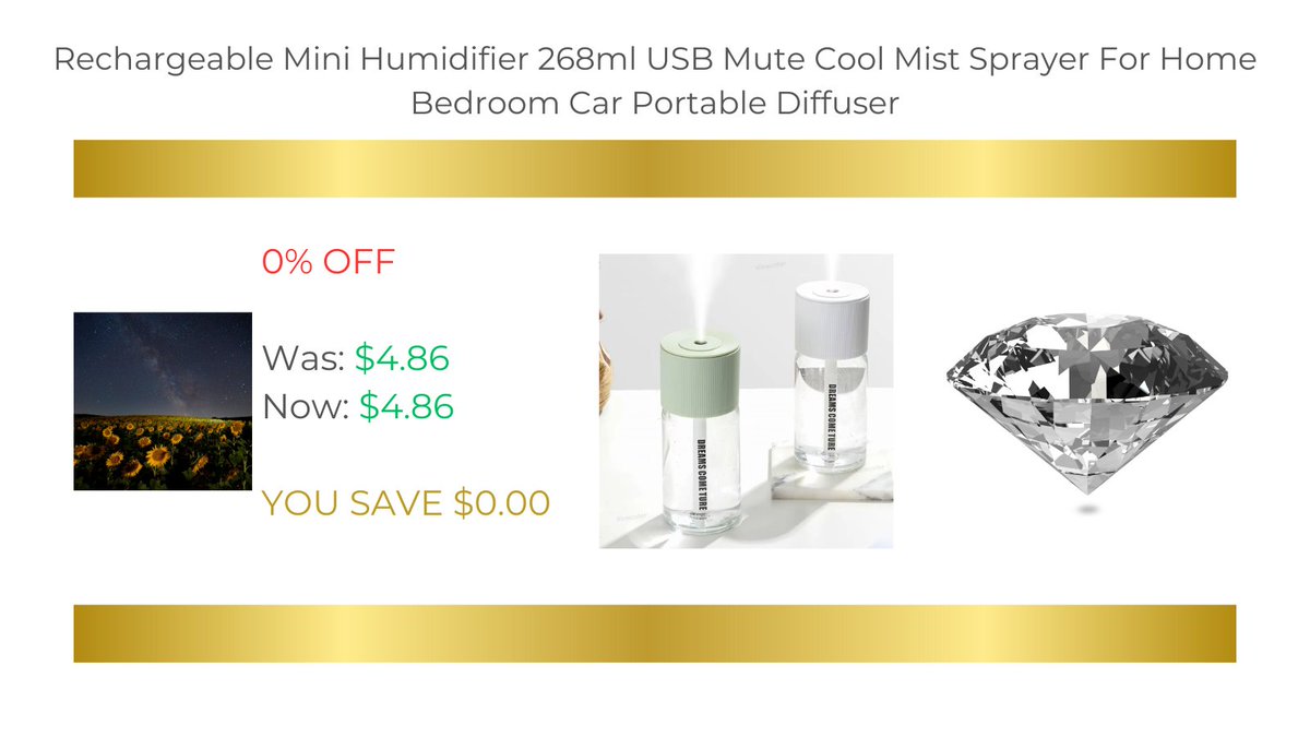 JonArauzo's tweet image. Rechargeable Mini Humidifier 268ml USB Mute Cool Mist Sprayer For Home Bedroom Car Portable Diffuser

Buy it now:

s.click.aliexpress.com/e/_omVMv4U

#portable #diffuser #rechargeable #mini #humidifier #usb #forsale #buynow #product #discount #aliexpress #shopping #smallbusiness