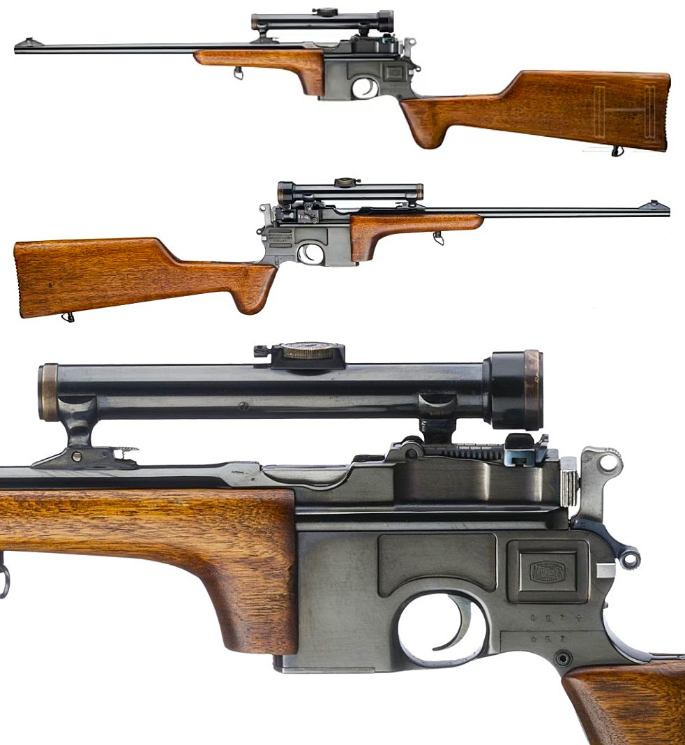 Custom Mauser C96 carbine with Voigtlander &amp; Sohn scope.