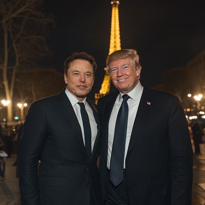 Jordan_Ryan234's tweet photo. Two titans of industry and politics, Elon Musk and Donald Trump, pose together in front of the iconic Eiffel Tower. A meeting of minds that could shape the future? 

#DonaldTrump #ElonMusk #Trump #EiffelTower https://t.co/uiZmxVvBvI
