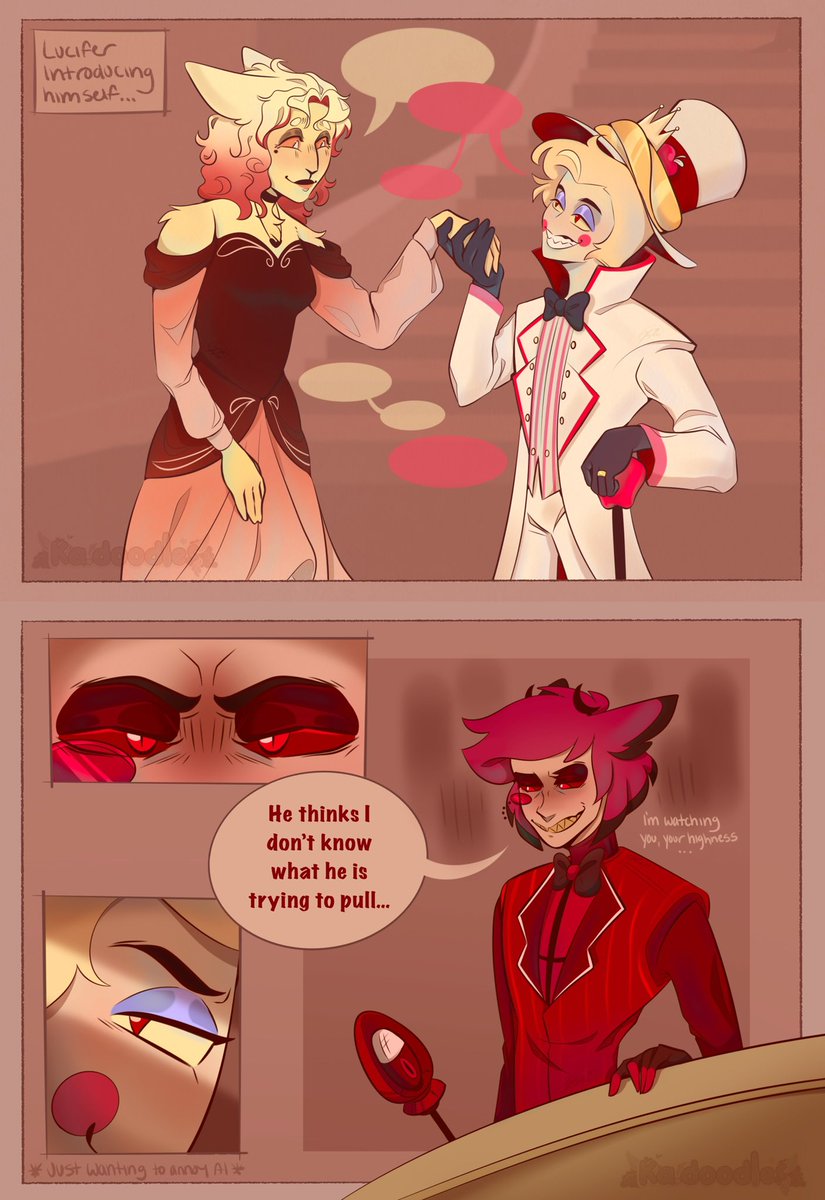 DoodlesKa's tweet photo. 🥀”I’m watching you, your highness”🥀

Been a while since my last Ruby comic! Here’s a shorter one w/ a teasing Luci 

|| #HazbinHotel #HazbinHotelLucifer #HazbinHotelAlastor || https://t.co/X25dNCX2HX