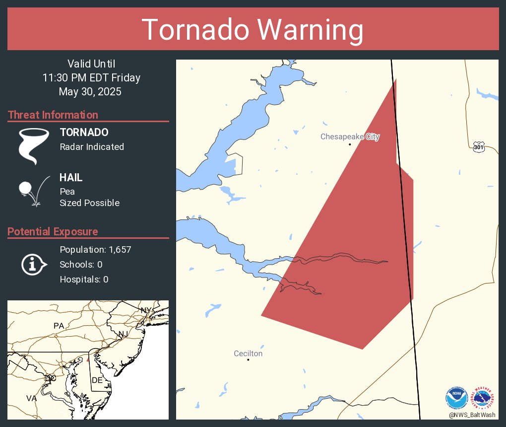 Tornado Warning including Cecil County, MD until 11:30 PM EDT