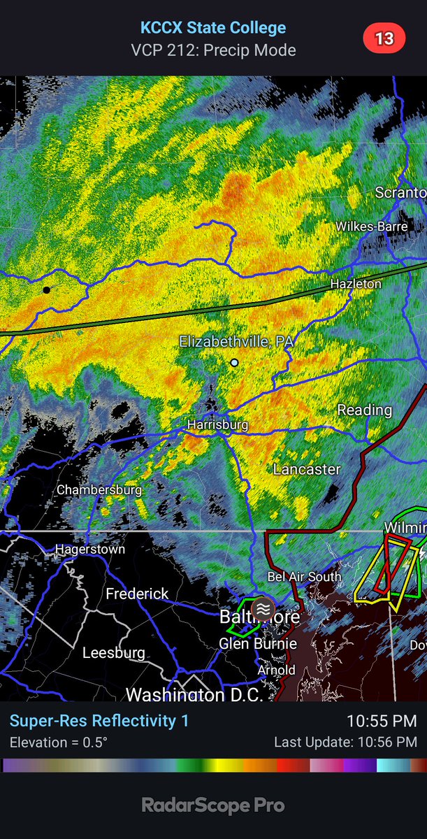 York and Lancaster Counties were cleared from the Tornado Watch, and the severe threat is over towards Philadelphia. Locally, watch for instances of localized flooding due to heavier rain.