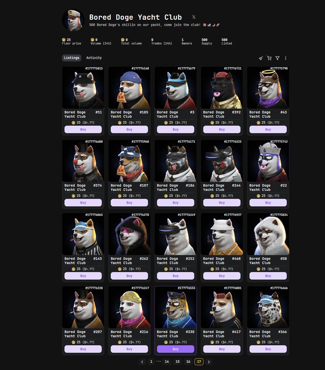 ANNNNNDDD WE ARE LIVE! #boredogeyachtclub

Come join the club! 🐶🚀🚢🤙

doggy.market/nfts/bdyc