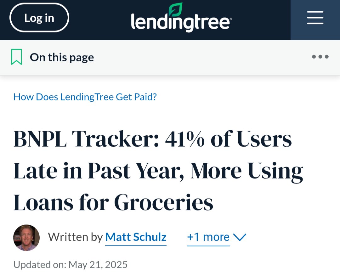 The title of this survey synopsis is a bit misleading. Most of the 41% who were late were the wealthy, not those using BNPL for groceries.

I still think this ends poorly, though.