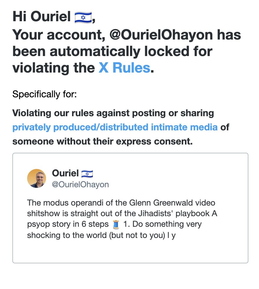 ouriel's tweet photo. X locked temporarily my account for sharing a picture that is all over X posted by thousands of account. 

All good. I will be back in a few hours. https://t.co/2VfWWVsjRC