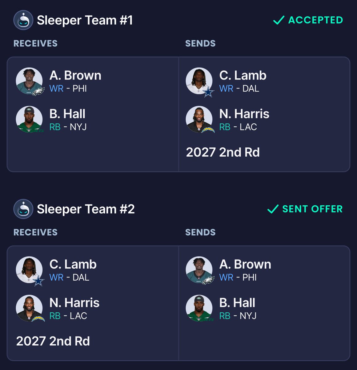 jordanmayberry2's tweet photo. Did a thing today. 12 Team SF TEP first down bonus.
@DynastyDadFF @FFDynastyTrades https://t.co/G6MtqFh0j4