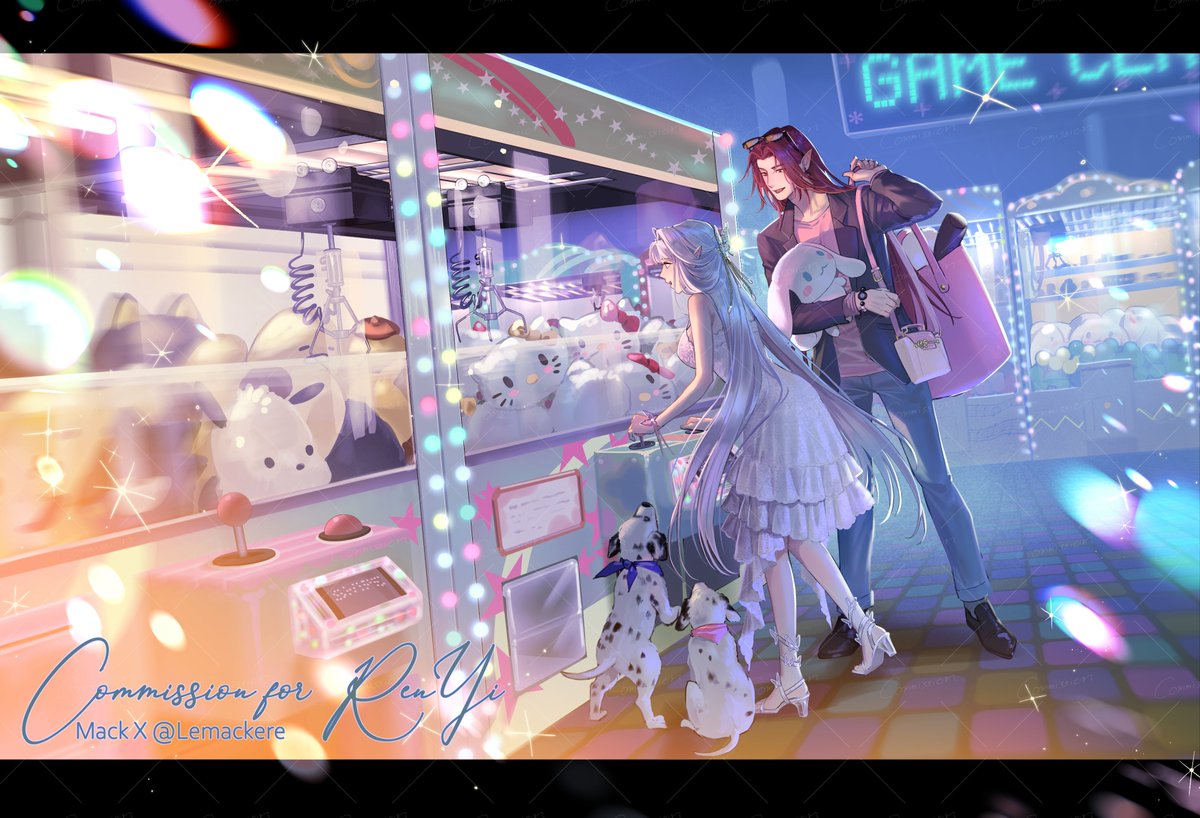 Couple commission for Ren Yi. Hanging out at the arcade XD. 
#commissionart #commission #CoupleGoal