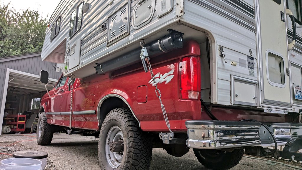 Truck+camper - washed
Beers - drank
Wheels - steel
New hose vault - bolted up

Only had to pull the oven out and crawl around a little bit 🍻