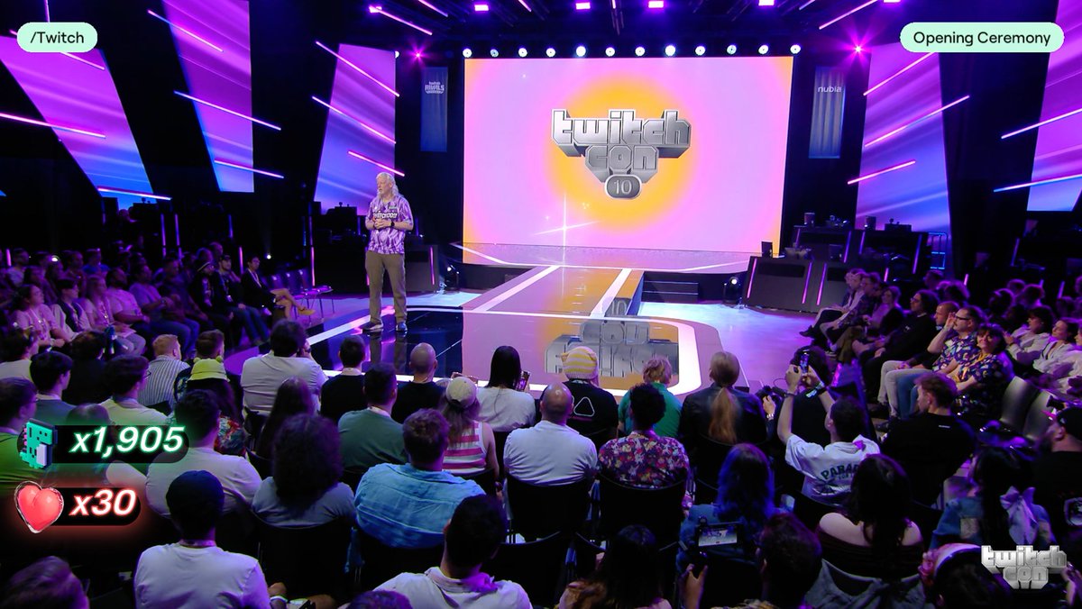 Twitch's tweet image. ICYMI - from new features to streamer love, here’s everything announced during the Opening Ceremony and Keynote feat. @MerryKish @djclancy999 💜
A thread 👇