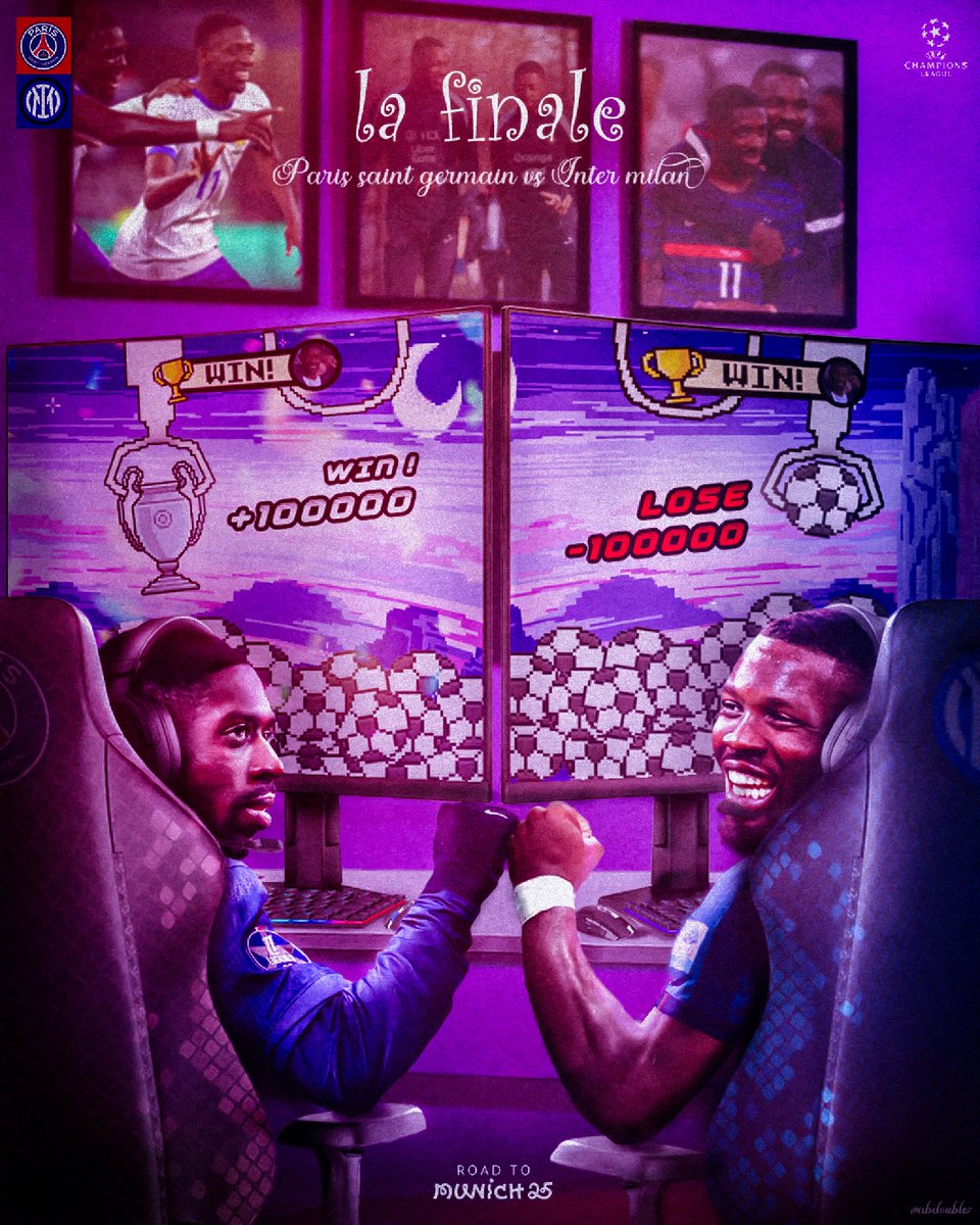 abdouble7's tweet image. J'ai réalisé un visuel, très chill pour la finale de ligue des champions opposant le @PSG_inside face à l'Inter ❤️💙
