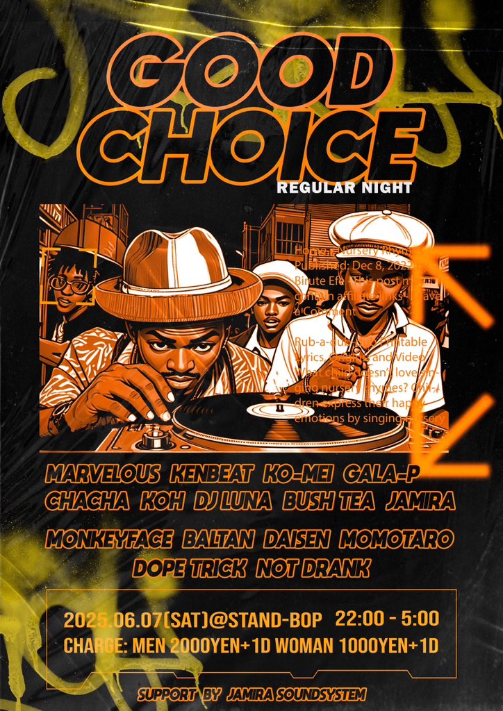 Baltan1978's tweet photo. 来週❗️

GOOD CHOICE
- REGULAR NIGHT -

6/7（sat）
@STAND_BOP_FUK 
OPEN 22:00
CLOSE 5:00

JAMIRA SOUNDSYSTEM
RUB-A-DUB OPENMIC有〼

#09reggae https://t.co/FBvxzwTzBW