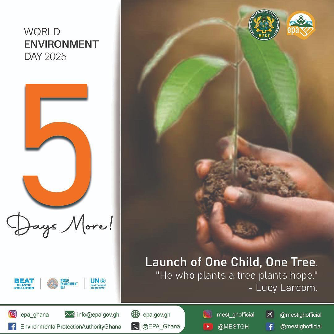 Just 5 days to go until Environment Day! Let’s gear up to protect our planet—every action counts. 💚🌍 #CountdownToEnvironmentDay #EcoAwareness