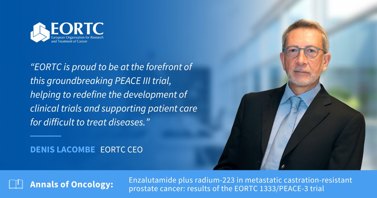 EORTC (@eortc) on Twitter photo 📢Delighted to share a new publication in <a href="/Annals_Oncology/">Annals of Oncology</a>. PEACE III is the first major Phase III trial to combine an ARPI with radiopharmaceutical that showed statistical significance in meeting
the primary endpoint bit.ly/PeaceIII 📢Delighted to share a new publication in <a href="/Annals_Oncology/">Annals of Oncology</a>. PEACE III is the first major Phase III trial to combine an ARPI with radiopharmaceutical that showed statistical significance in meeting
the primary endpoint bit.ly/PeaceIII