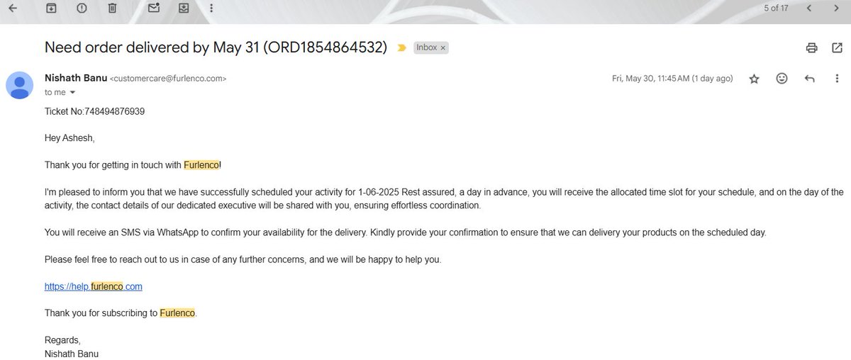 brainhurrikane's tweet photo. Hi @FurlencoSupport 
What kind of joke is this service? I requested delivery on June 1st — your team confirmed it twice. Now I’m told they “forgot” to inform the warehouse, and it’s pushed to June 2nd, a weekday when I can’t be home?
This is completely unacceptable. https://t.co/ryg7sxneKe