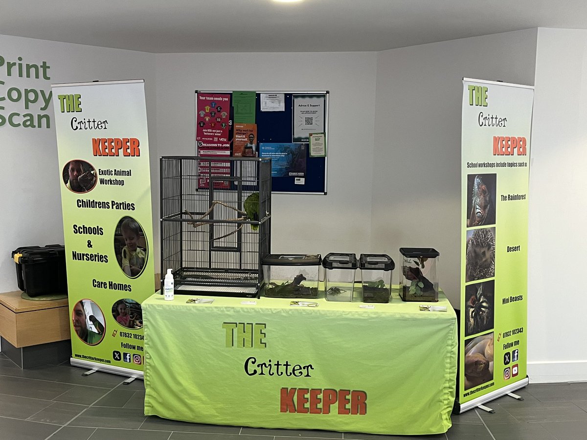 T_CritterKeeper's tweet image. All set up &amp;amp; ready for a busy day at TechFest in RGU. We’re in our usual spot. Doors open at 9.30am. Adults £1 kids 1p (cash only) pop along and say hi 👋@TechFestNews